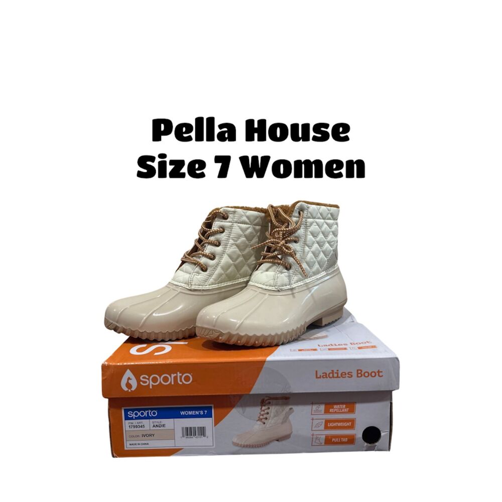 Sporto Ladies' Duck Boot Andie Rainy Winter Ivory Size 7